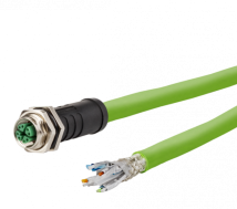 Anschlussleitung M12, X-kodiert M12 Buchse gerade - freies Leitungsende, schleppkettentauglich, 8-polig, grünschleppkettentauglich, 8-polig, grün