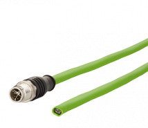 Anschlussleitung M12, X-kodiert, M12 Stecker gerade - freies Leitungsende, 4-polig, grün