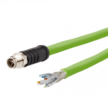 Anschlussleitung M12, X-kodiert M12 Stecker gerade - freies Leitungsende, schleppkettentauglich, 8-polig, grün